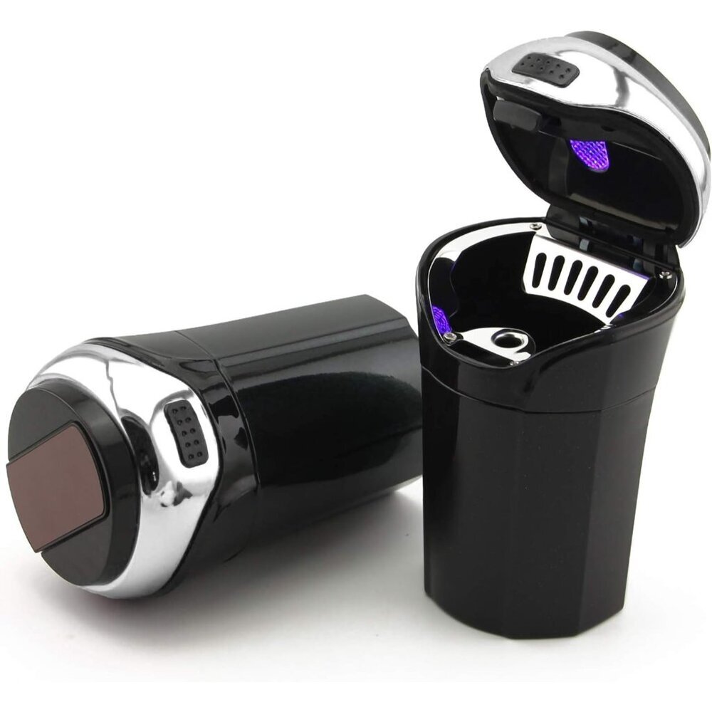 Premium Stainless Steel Car Ashtray with Easy Clean Design & Blue Light Feature
